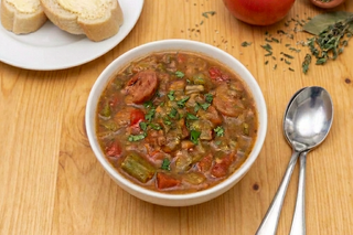 Smothered Okra, Shrimp & Sausage