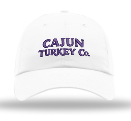 Cajun Turkey Company Cotton Twill Baseball Cap (white/purple)