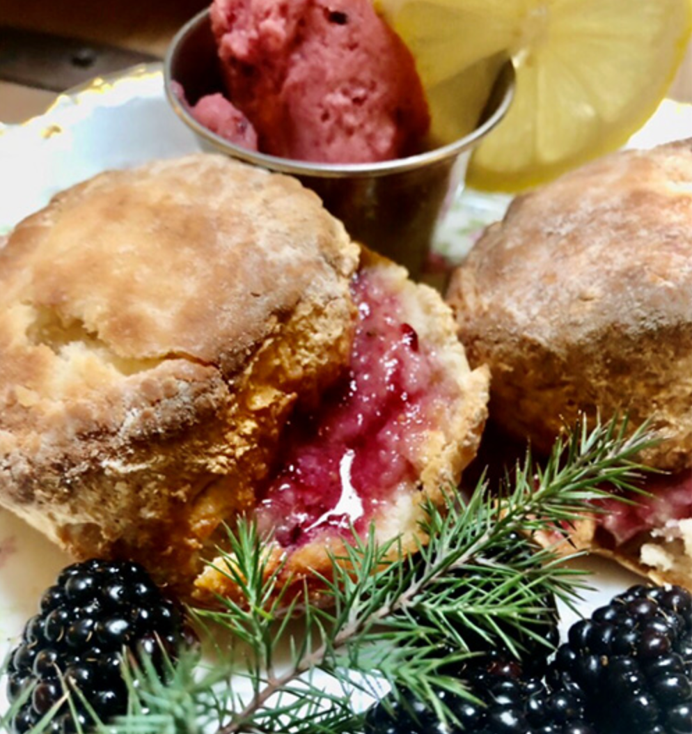 Lemon and Lavender Biscuit with Blackberry Butter