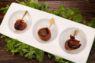 Bacon Wrapped Short Rib Skewer